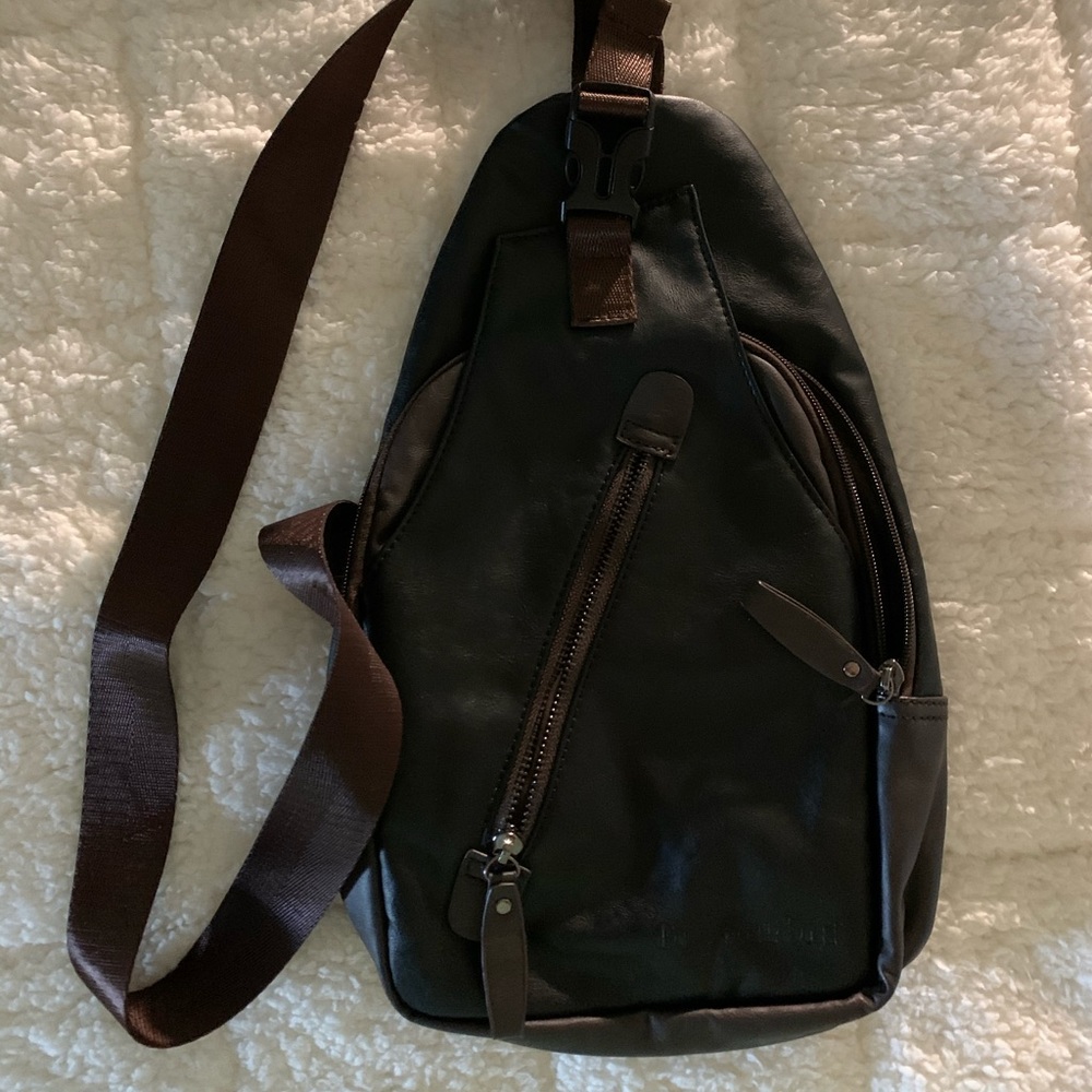 Brown vegan healthy back purse.